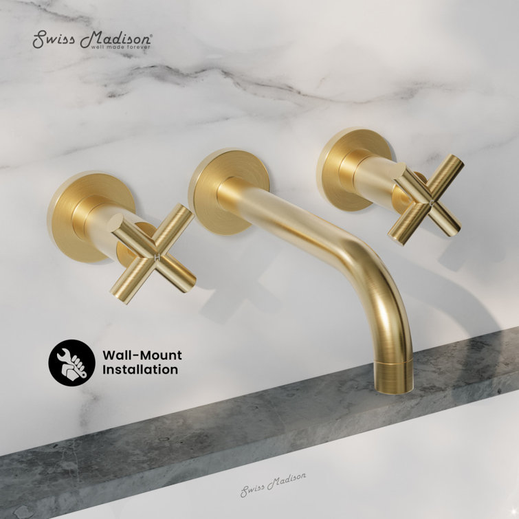 Ivy Brushed Gold Brass Wall Mount Bathroom Faucet
