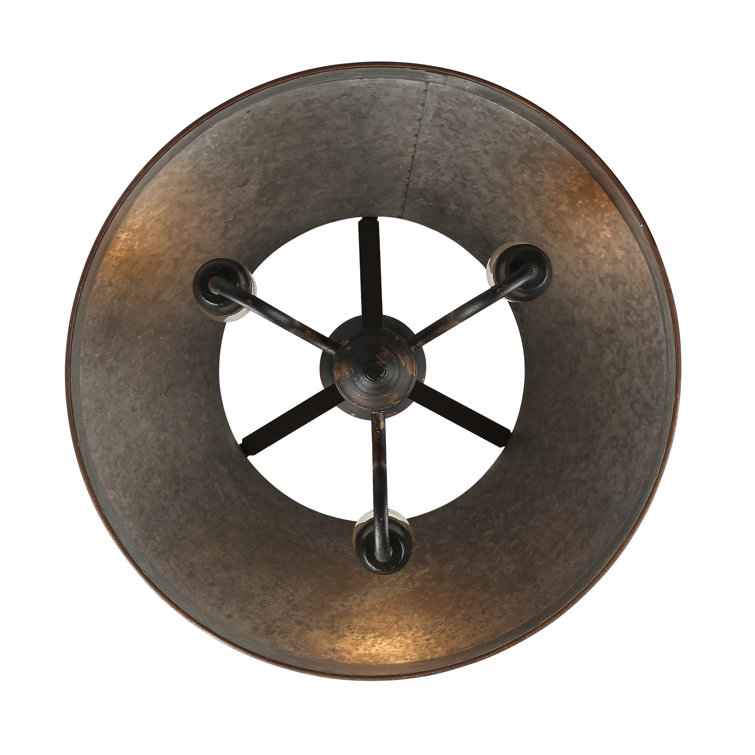 Jasper Antique Black Iron and Galvanized Steel 3-Light Pendant