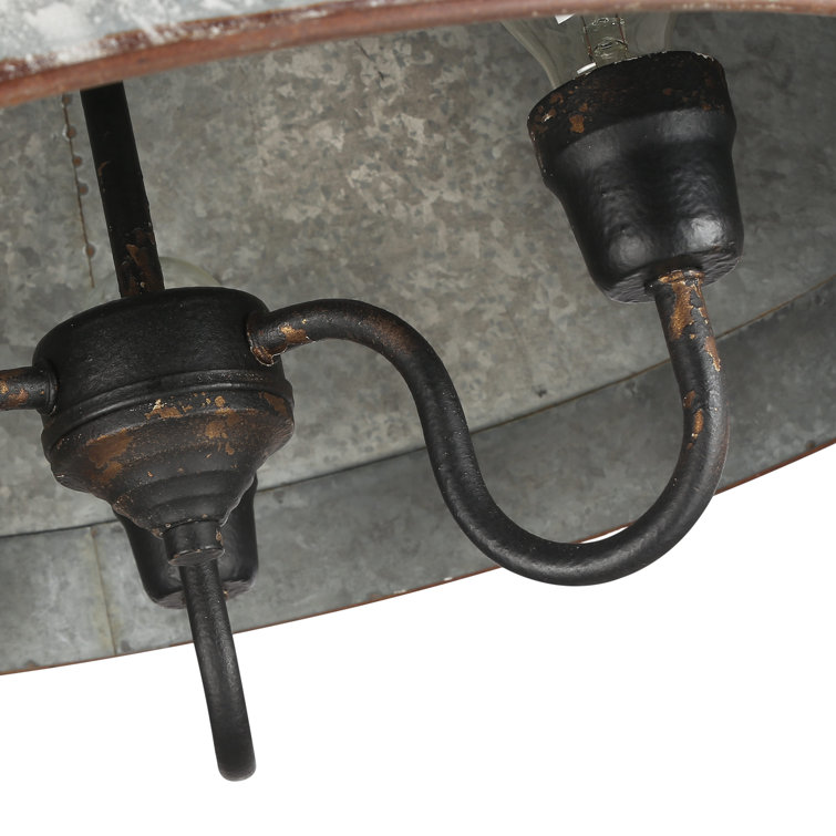 Jasper Antique Black Iron and Galvanized Steel 3-Light Pendant