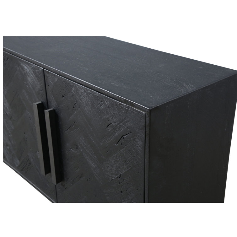 77'' Matte Black Mango Wood Sideboard with Iron Legs