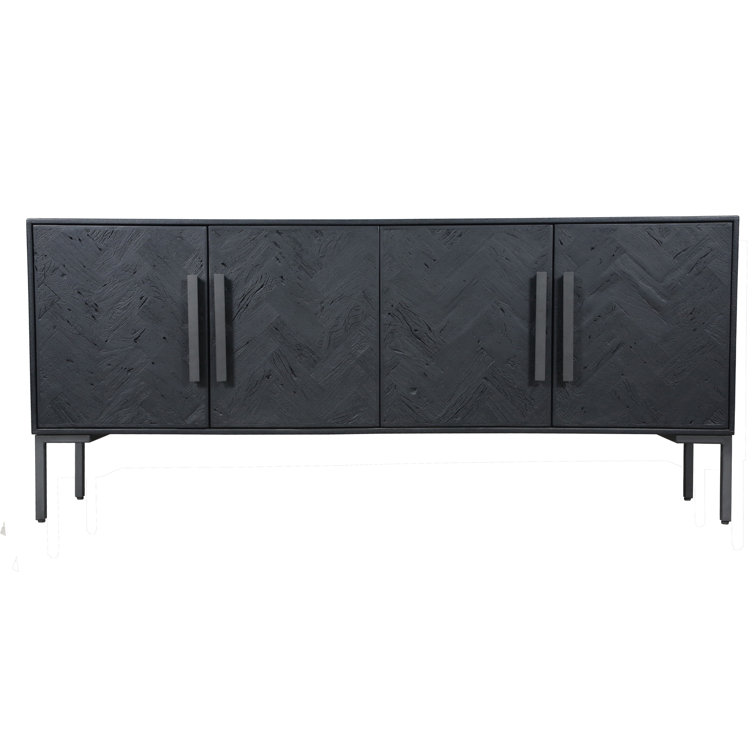 77'' Matte Black Mango Wood Sideboard with Iron Legs