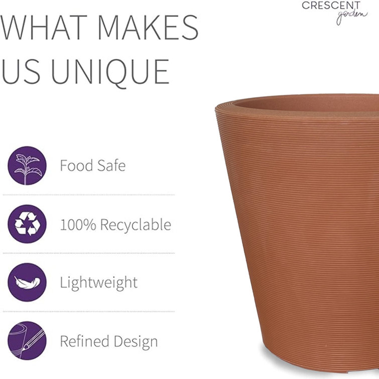 Weathered Terracotta 14" Modern Round Resin Planter