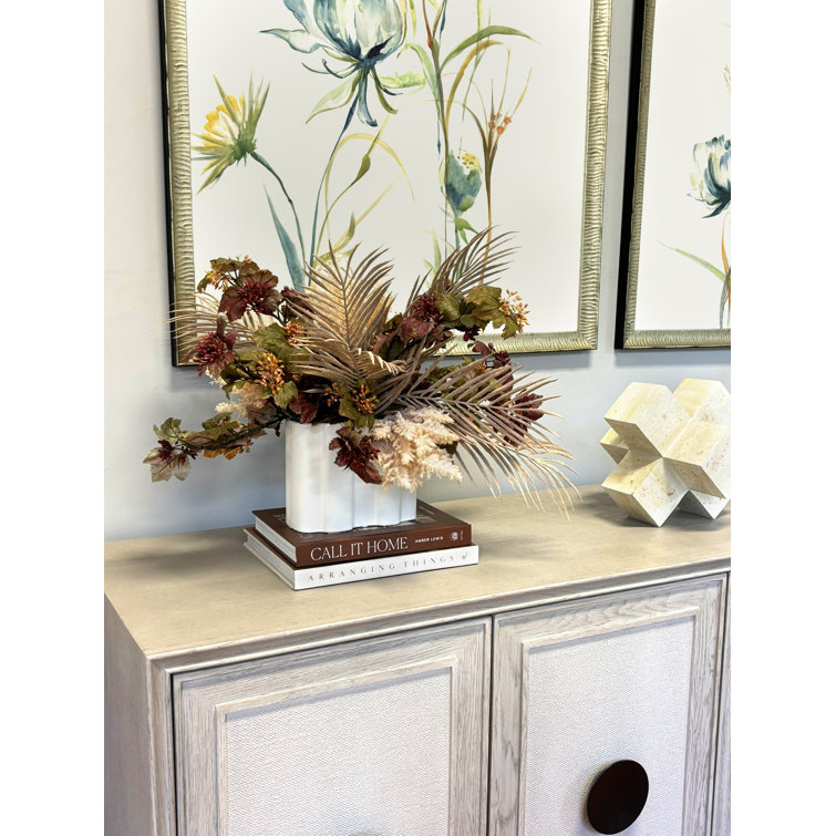 Large Burgundy and Green Polysilk Ivy Arrangement in Ceramic Vase