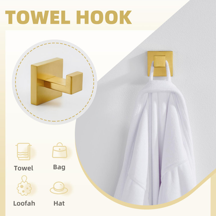 Brushed Gold Stainless Steel 4-Piece Bathroom Hardware Set