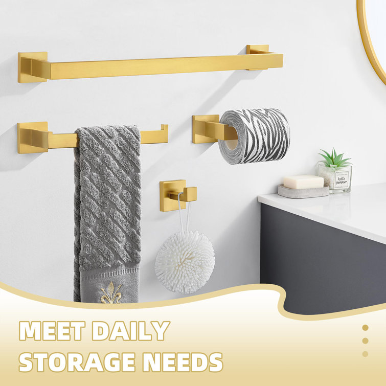 Brushed Gold Stainless Steel 4-Piece Bathroom Hardware Set