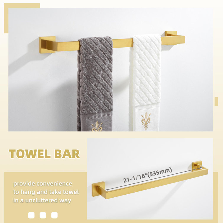 Brushed Gold Stainless Steel 4-Piece Bathroom Hardware Set