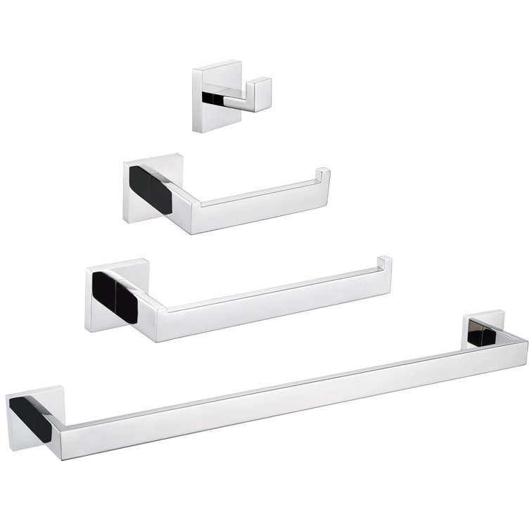 Polished Chrome 4-Piece Stainless Steel Bathroom Hardware Set