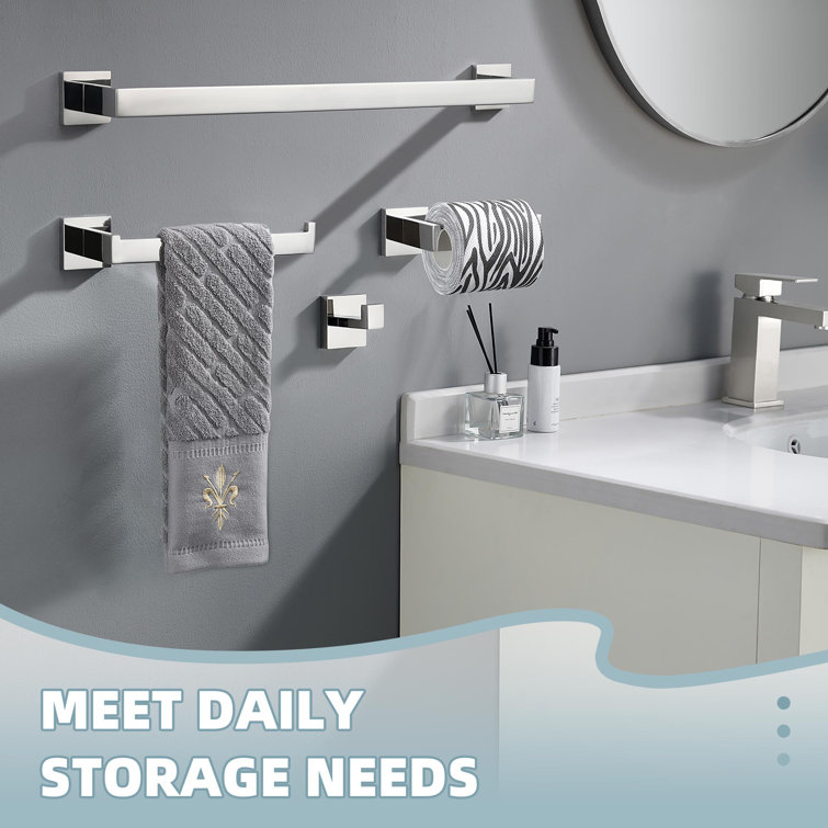 Polished Chrome 4-Piece Stainless Steel Bathroom Hardware Set