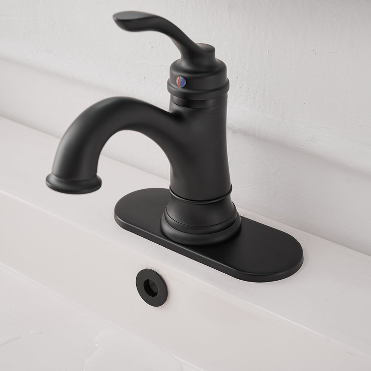 Matte Black Stainless Steel Single-Handle Bathroom Faucet with Drain Assembly