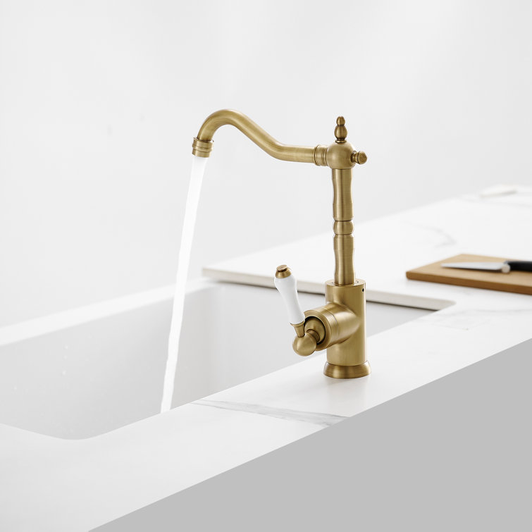 Antique Brass Single Handle Kitchen Faucet with Ceramic Disc Valve