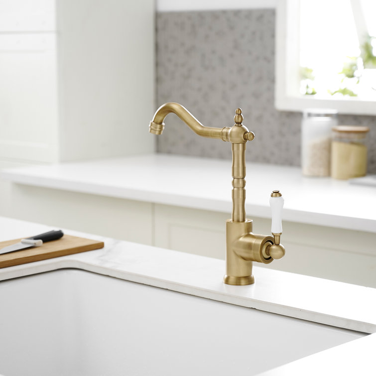 Antique Brass Single Handle Kitchen Faucet with Ceramic Disc Valve