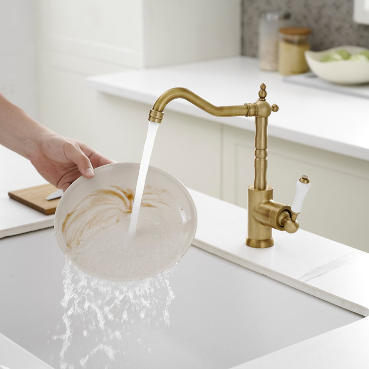 Antique Brass Single Handle Kitchen Faucet with Ceramic Disc Valve