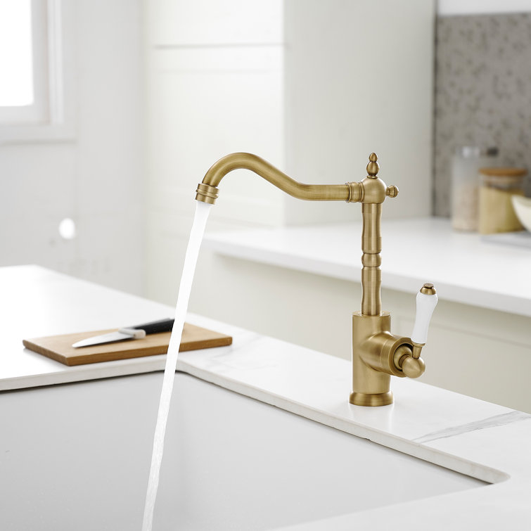 Antique Brass Single Handle Kitchen Faucet with Ceramic Disc Valve