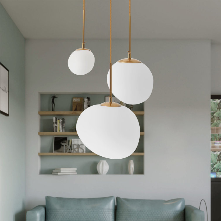 Modern Frosted White Glass Globe Cluster Pendant Light