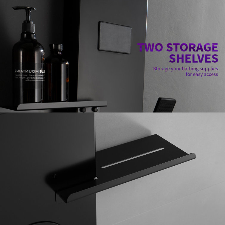 Matte Black Thermostatic Shower Panel System with LED Light