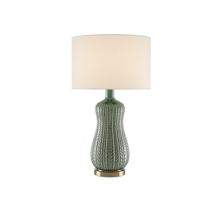 Mamora Green Ceramic Table Lamp with Ivory Shade