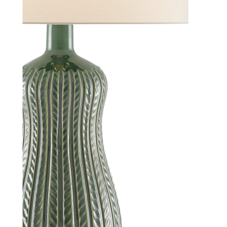 Mamora Green Ceramic Table Lamp with Ivory Shade