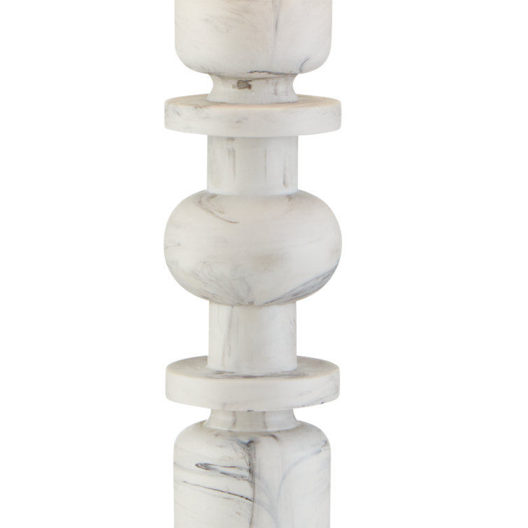 Sasha White and Gray Marble Table Lamp with Linen Shade
