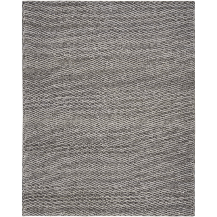 Handmade Gray Wool and Cotton Rectangular Indoor Rug