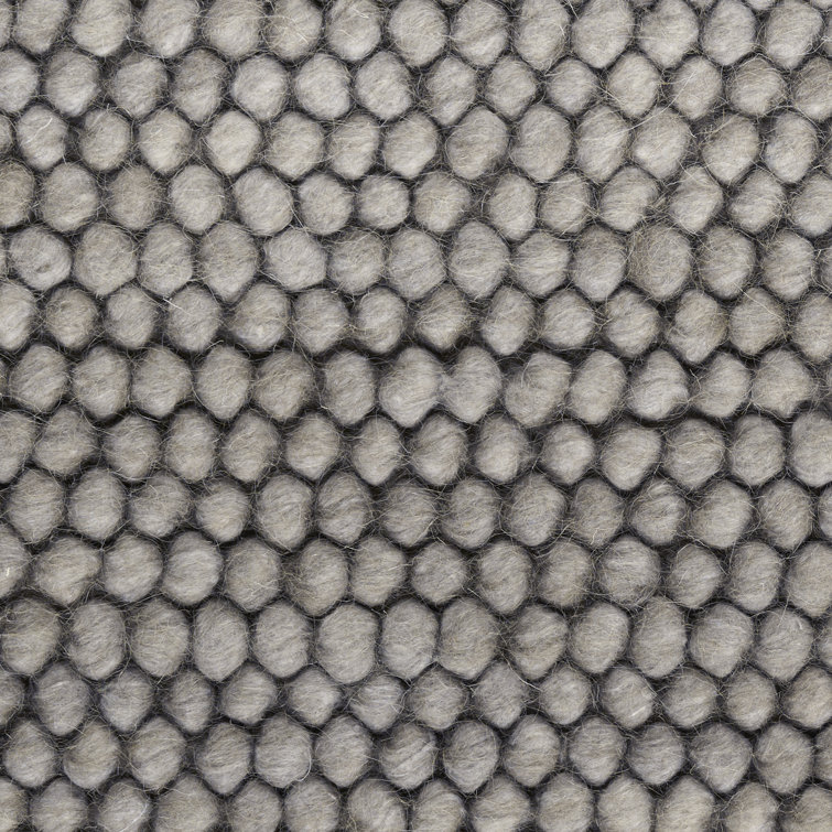 Handmade Gray Wool and Cotton Rectangular Indoor Rug