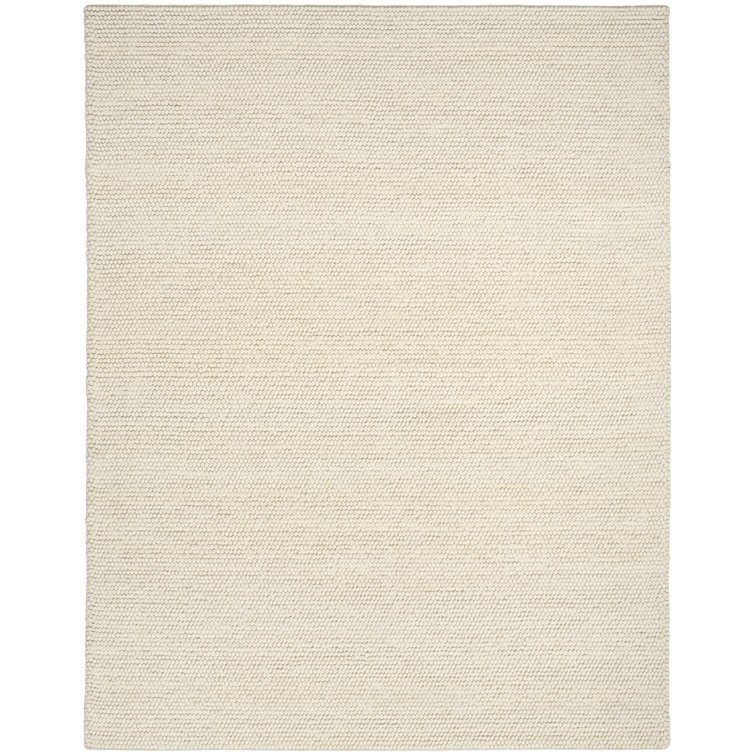 Handmade Ivory Wool and Cotton Rectangular Indoor Rug