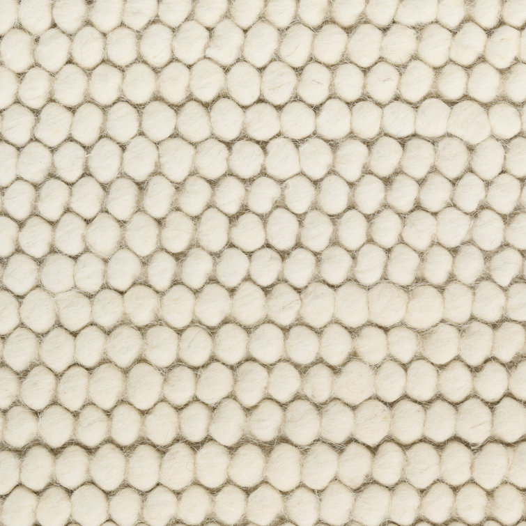 Handmade Ivory Wool and Cotton Rectangular Indoor Rug