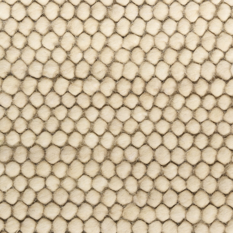 Handmade Beige Wool and Cotton Rectangular Indoor Rug