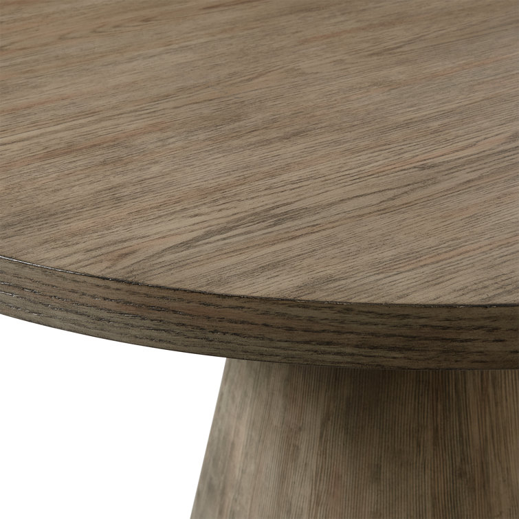 Gray Round Wood Pedestal Dining Table, 52-inch