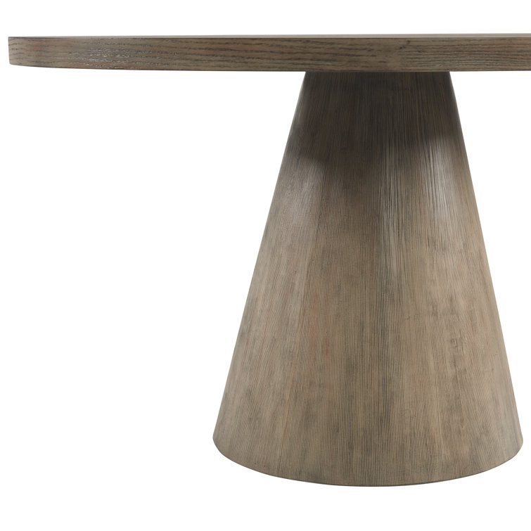 Gray Round Wood Pedestal Dining Table, 52-inch
