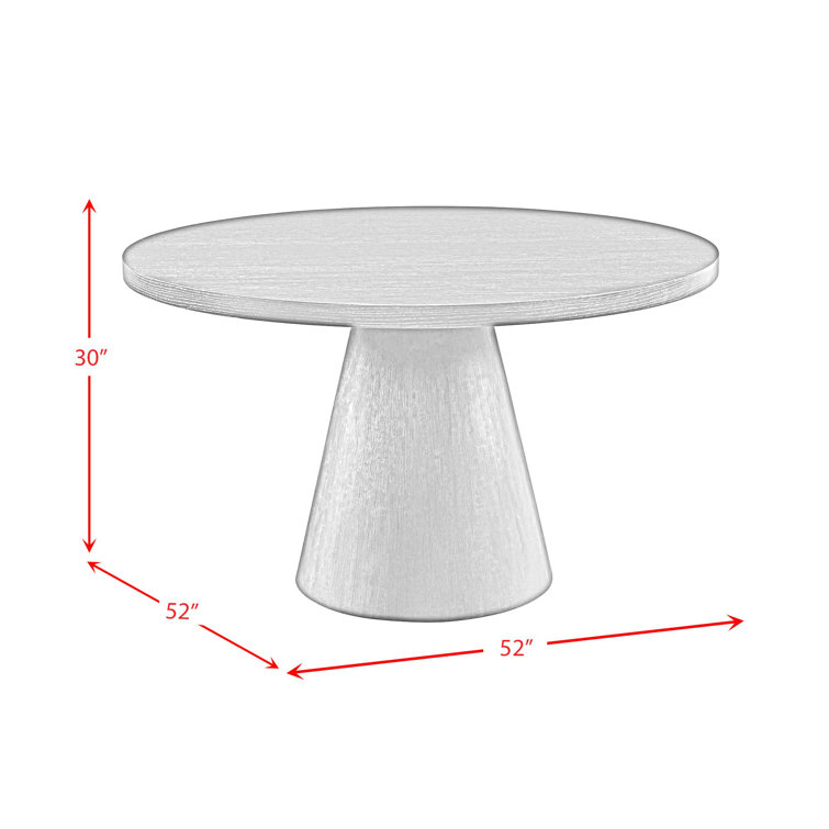 Gray Round Wood Pedestal Dining Table, 52-inch