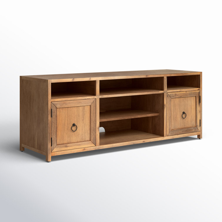 Elin Natural Wood 65'' Media Console with Adjustable Shelves