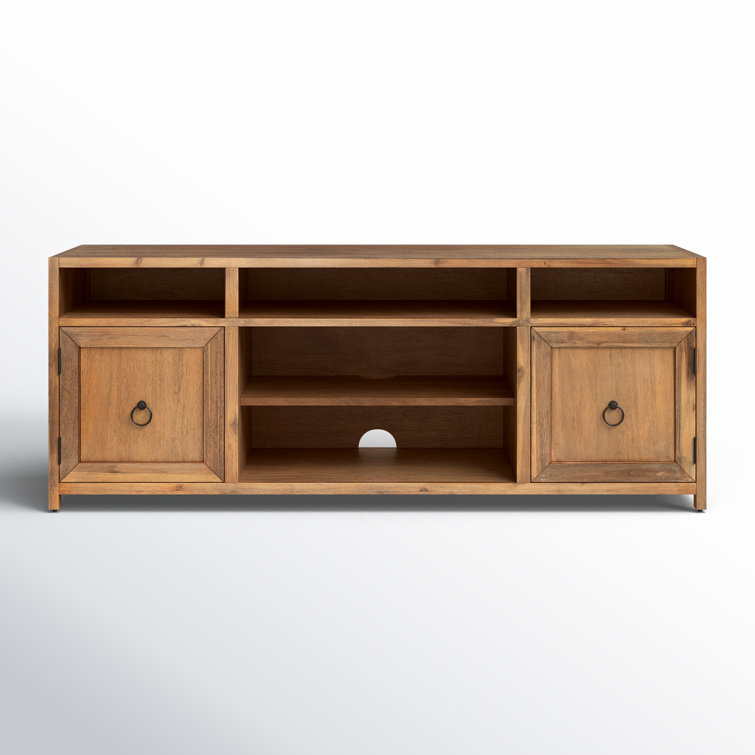 Elin Natural Wood 65'' Media Console with Adjustable Shelves