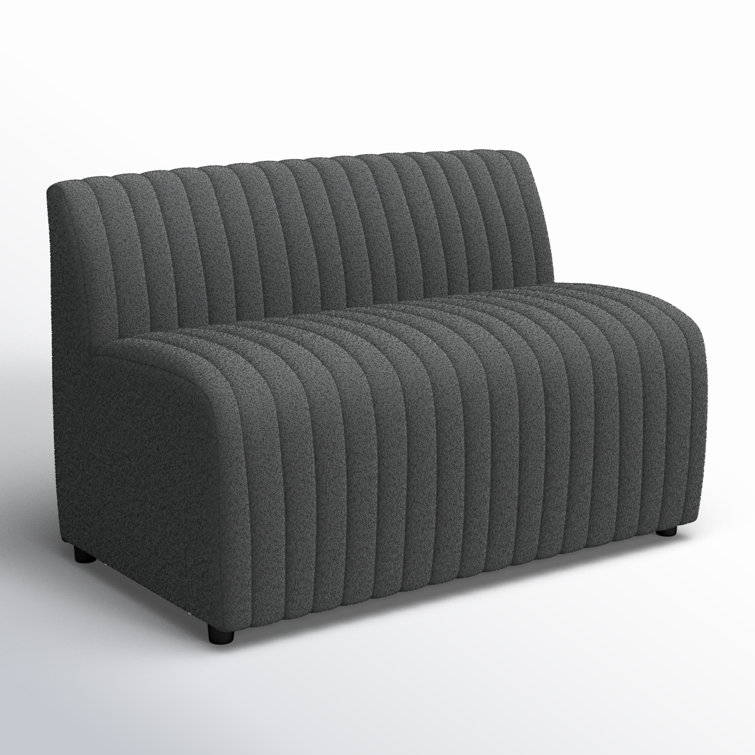 Fiqa Charcoal Tufted Polyester Bench with Block Feet