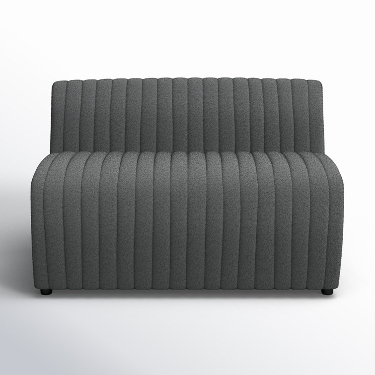 Fiqa Charcoal Tufted Polyester Bench with Block Feet