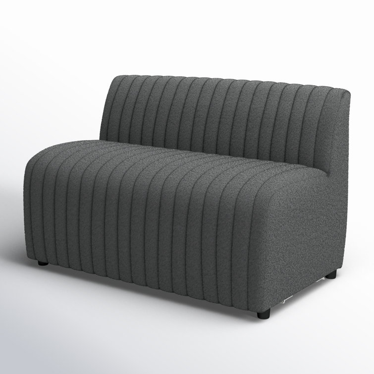 Fiqa Charcoal Tufted Polyester Bench with Block Feet