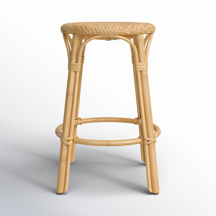 Natural Rattan and Acrylic Backless Counter Stool