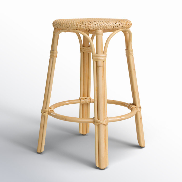 Natural Rattan and Acrylic Backless Counter Stool
