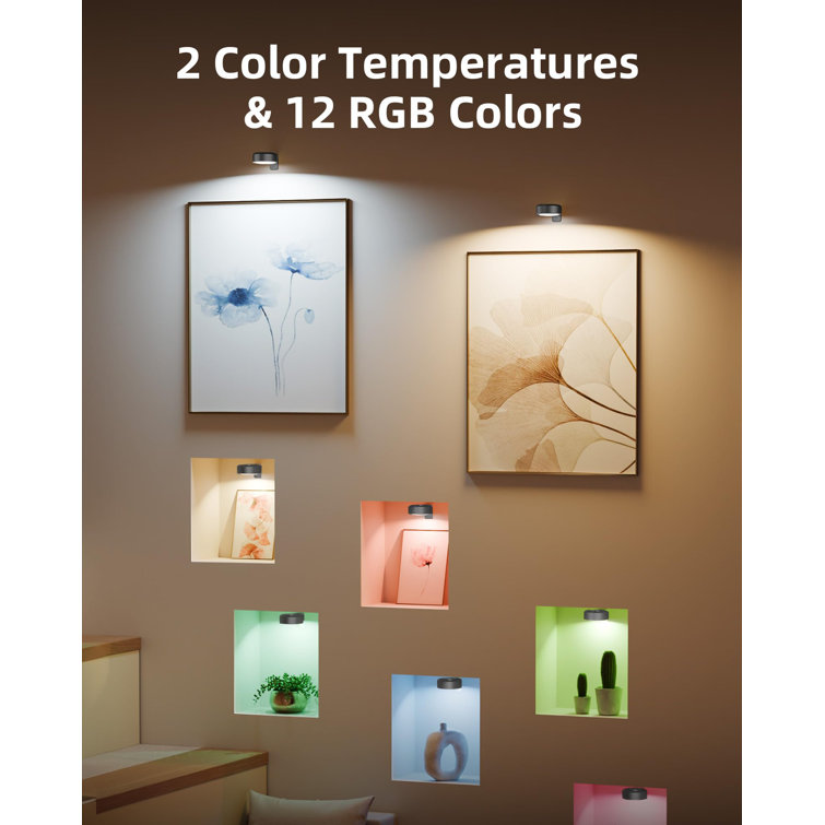 Black Dimmable LED Wall Lights with Remote Control, 6-Pack