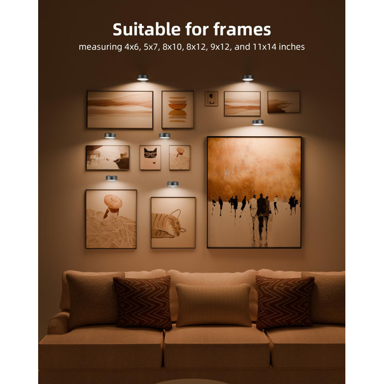 Black Dimmable LED Wall Lights with Remote Control, 6-Pack