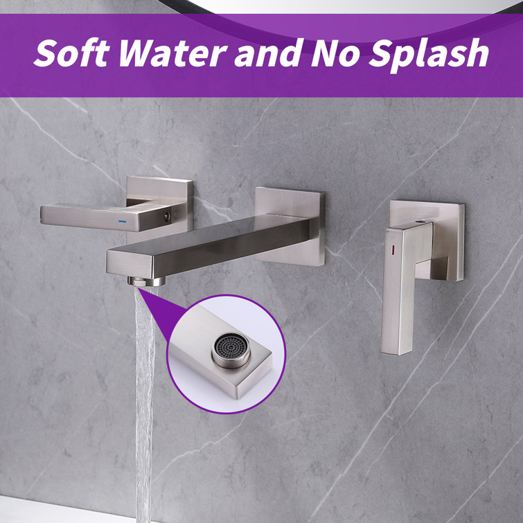 Brushed Nickel Two-Handle Wall Mounted Bathroom Faucet