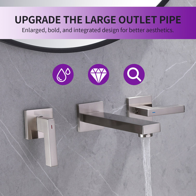 Brushed Nickel Two-Handle Wall Mounted Bathroom Faucet