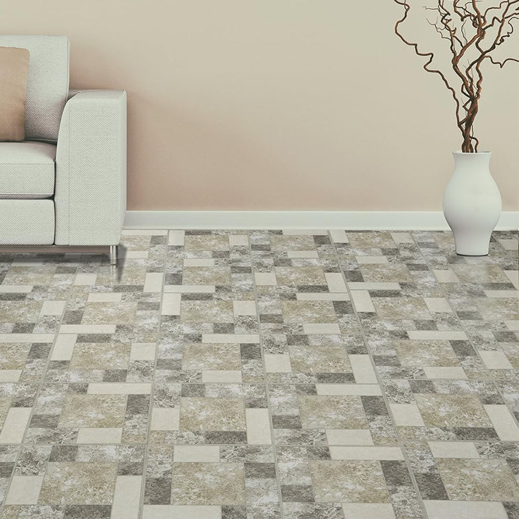 Light Brown and Beige Self-Adhesive Vinyl Floor Tiles