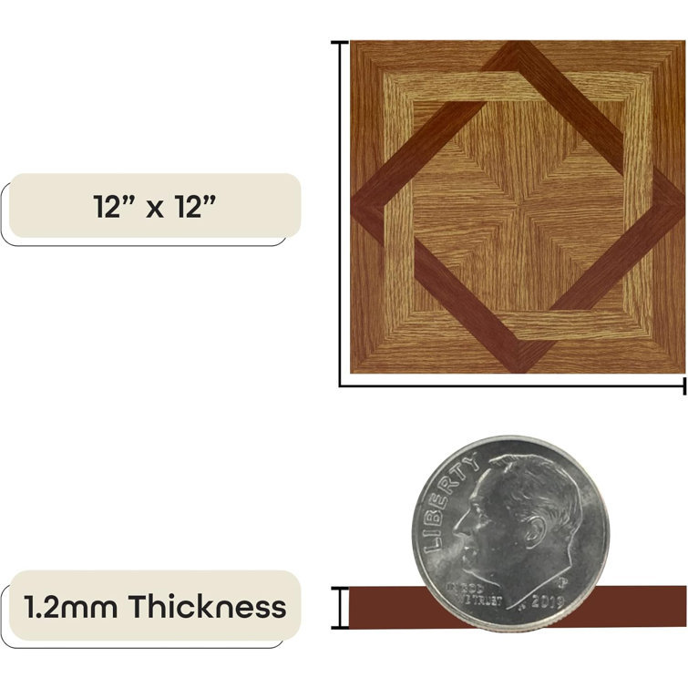 Tivoli Wood Diamond 12x12 Self-Adhesive Vinyl Floor Tiles