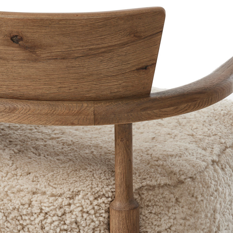 Amber Lewis Brown Oak Lounge Chair with Shearling Cushion