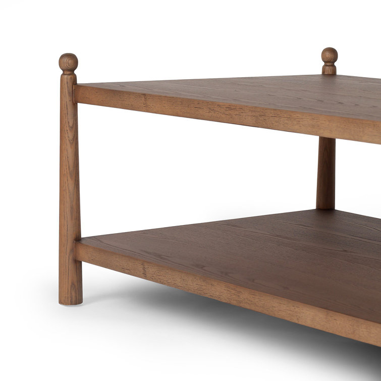 Amber Ash Rectangular Wood Coffee Table with Storage
