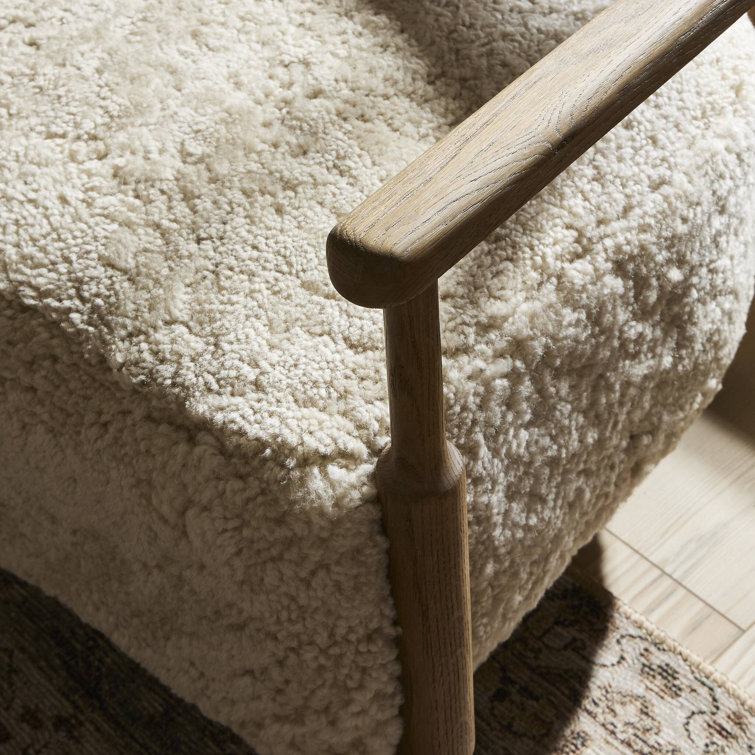 Amber Lewis Brown Oak Lounge Chair with Shearling Cushion