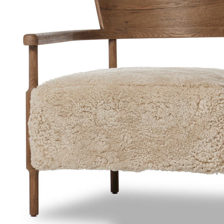 Amber Lewis Brown Oak Lounge Chair with Shearling Cushion