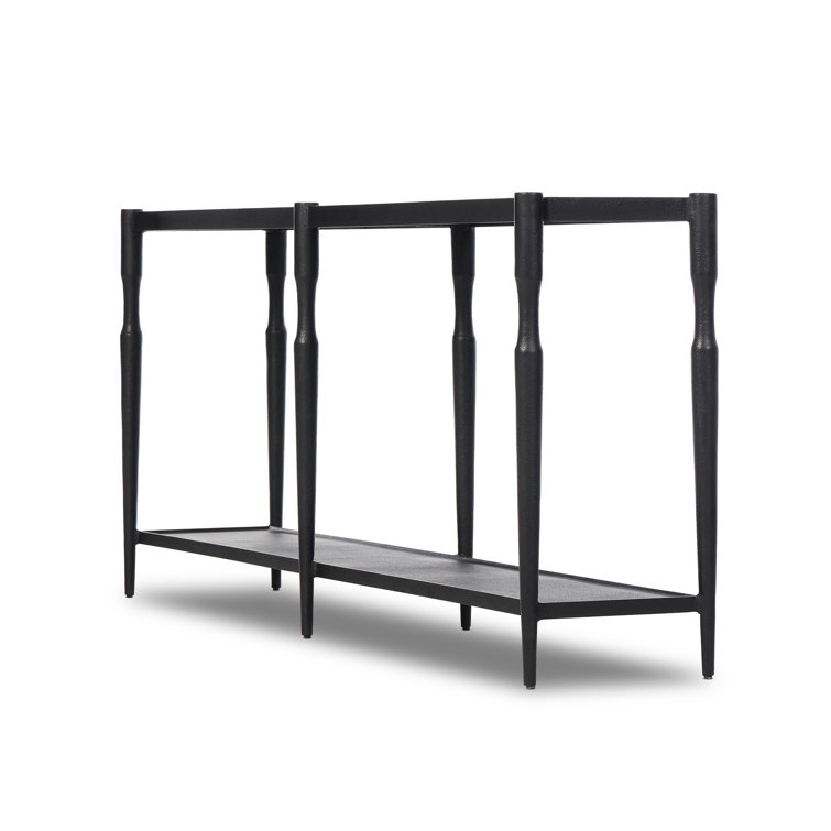 Augusta Black Iron Console Table with Lower Shelf Storage