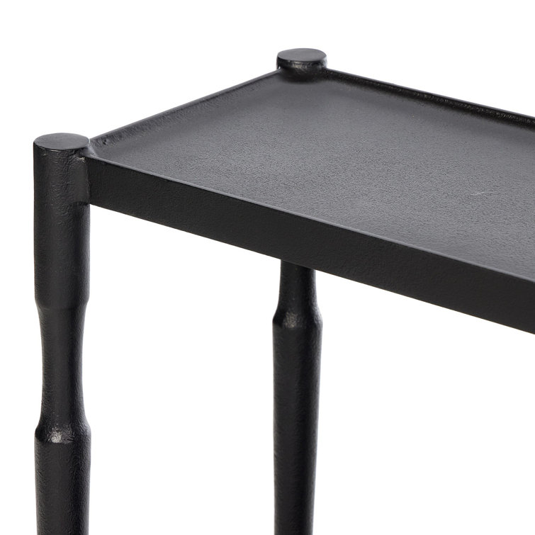 Augusta Black Iron Console Table with Lower Shelf Storage