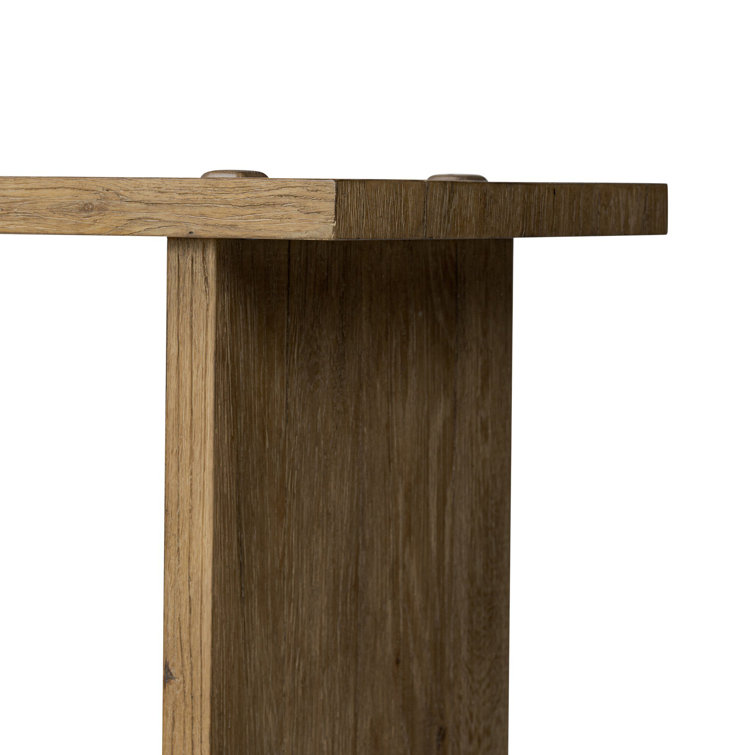 Distressed Blonde Oak Console Table with Storage Shelf